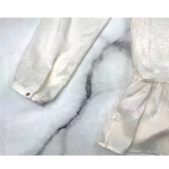 Peplum Blouse Shimmer Ivory Harlowe & graham - Picture 6 of 8